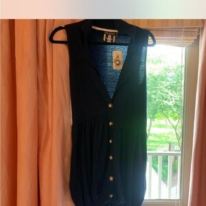 Twelve by Twelve Navy Blue Collared Top